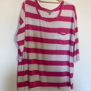 Banana Republic pink & white striped Top size L